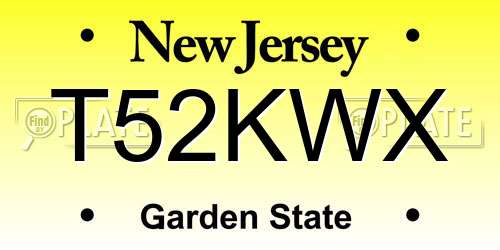 T52KWX New Jersey License Plate