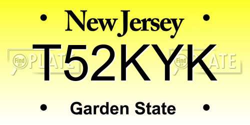 T52KYK New Jersey License Plate