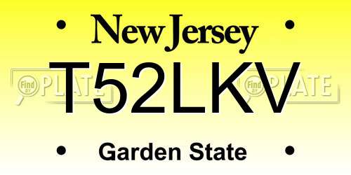 T52LKV New Jersey License Plate