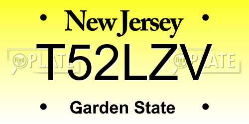 T52LZV New Jersey License Plate