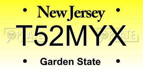 T52MYX New Jersey License Plate