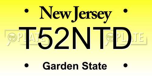 T52NTD New Jersey License Plate