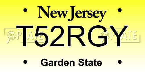 T52RGY New Jersey License Plate