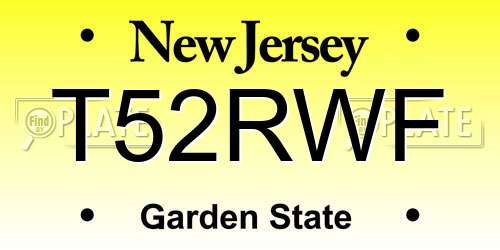 T52RWF New Jersey License Plate