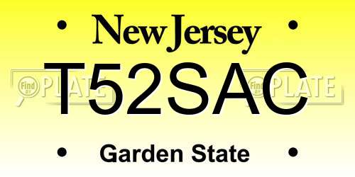 T52SAC New Jersey License Plate
