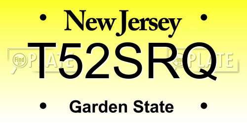 T52SRQ New Jersey License Plate