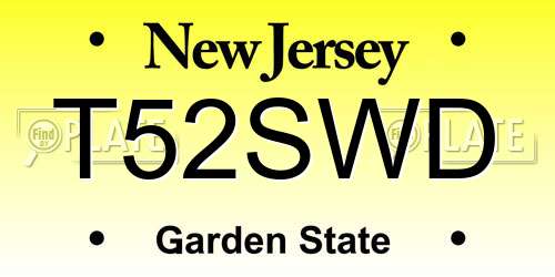 T52SWD New Jersey License Plate