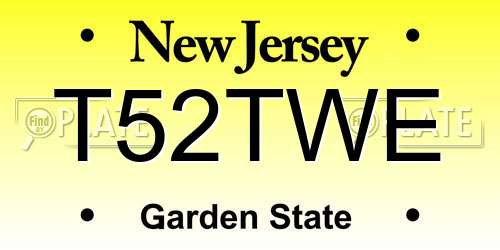 T52TWE New Jersey License Plate