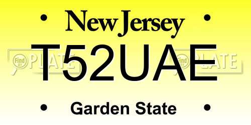 T52UAE New Jersey License Plate