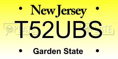 T52UBS New Jersey License Plate