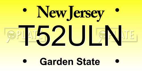 T52ULN New Jersey License Plate