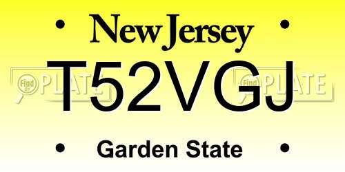 T52VGJ New Jersey License Plate