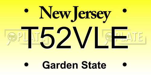 T52VLE New Jersey License Plate