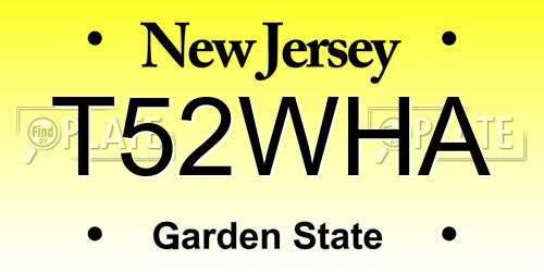 T52WHA New Jersey License Plate