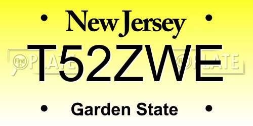 T52ZWE New Jersey License Plate