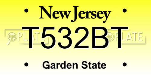 T532BT New Jersey License Plate