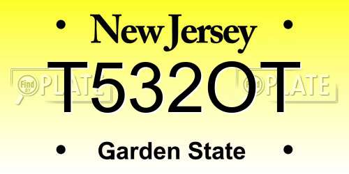 T532OT New Jersey License Plate