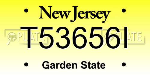T53656I New Jersey License Plate