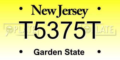 T5375T New Jersey License Plate