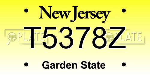 T5378Z New Jersey License Plate