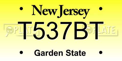 T537BT New Jersey License Plate