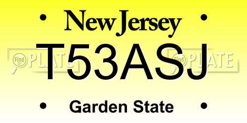 T53ASJ New Jersey License Plate