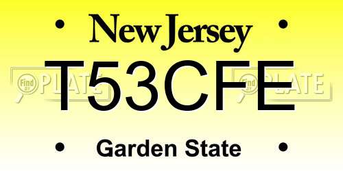 T53CFE New Jersey License Plate
