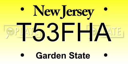 T53FHA New Jersey License Plate