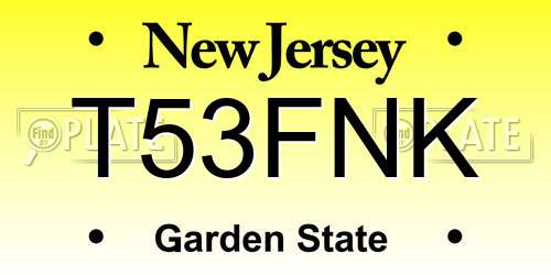 T53FNK New Jersey License Plate