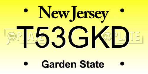 T53GKD New Jersey License Plate