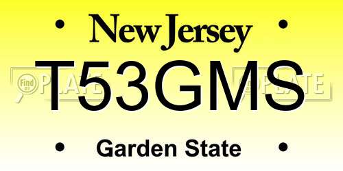 T53GMS New Jersey License Plate