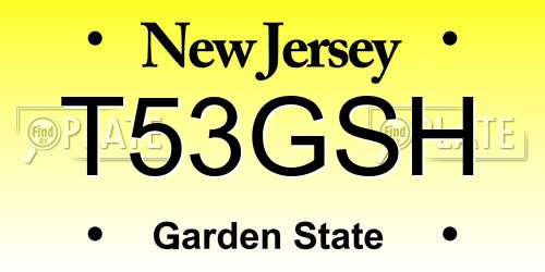 T53GSH New Jersey License Plate