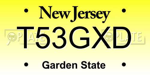 T53GXD New Jersey License Plate