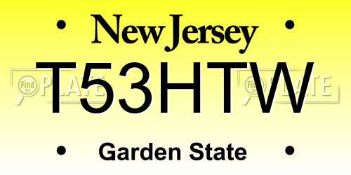 T53HTW New Jersey License Plate