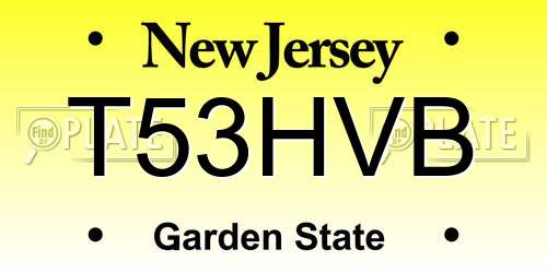 T53HVB New Jersey License Plate