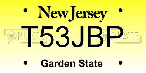 T53JBP New Jersey License Plate