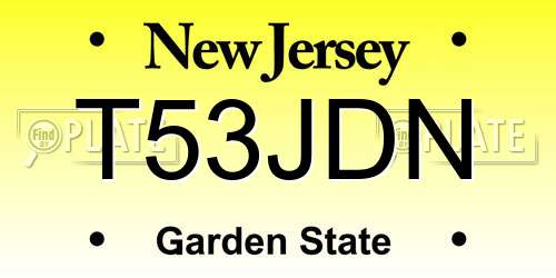 T53JDN New Jersey License Plate