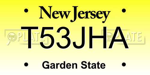 T53JHA New Jersey License Plate