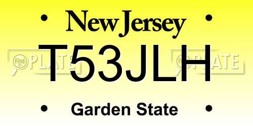 T53JLH New Jersey License Plate