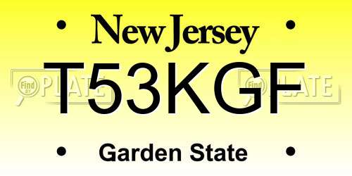 T53KGF New Jersey License Plate