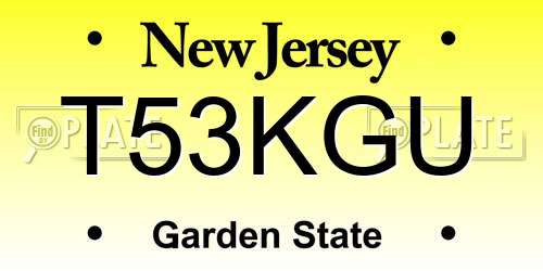 T53KGU New Jersey License Plate