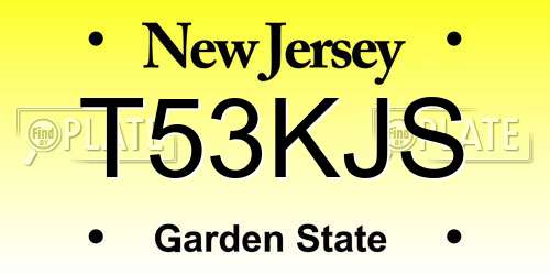 T53KJS New Jersey License Plate