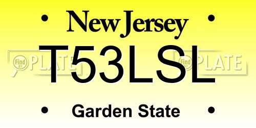 T53LSL New Jersey License Plate