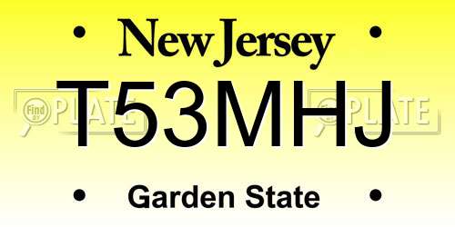 T53MHJ New Jersey License Plate