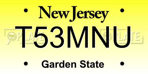 T53MNU New Jersey License Plate