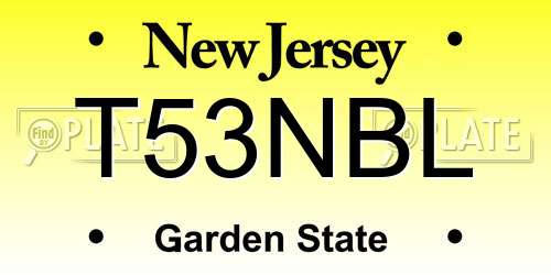 T53NBL New Jersey License Plate