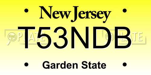 T53NDB New Jersey License Plate