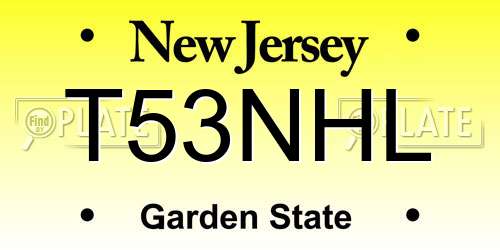 T53NHL New Jersey License Plate