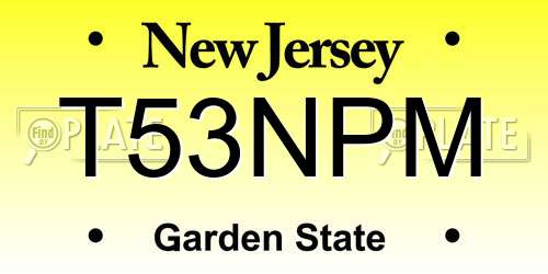 T53NPM New Jersey License Plate
