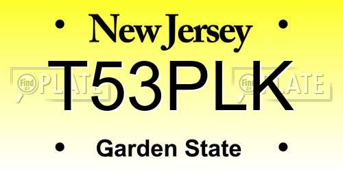 T53PLK New Jersey License Plate